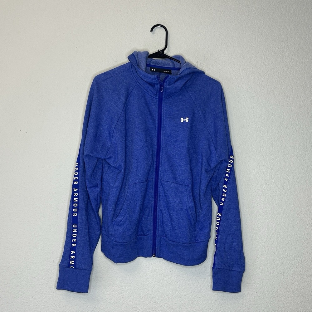 Under Armour Women's Rival Fleece Full Zip Royal Blue Hoodie Size L Athletic